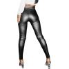 imageMakeMeChic Womens Metallic Faux Leather High Waisted Zipper Front Skinny Pants LeggingsBlack