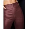 imageMakeMeChic Womens Metallic Faux Leather High Waisted Zipper Front Skinny Pants LeggingsBurgundy