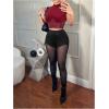 imageMakeMeChic Womens Mock Neck Short Sleeve PU Leather Y2K Tee Shirts Party Crop TopsRed