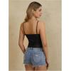 imageMakeMeChic Womens PU Faux Leather Tops Ruched V Neck Tank Top Wrap Camisole Slim Fit Casual Shirt Cami TopsBlack