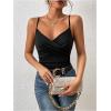 imageMakeMeChic Womens PU Faux Leather Tops Ruched V Neck Tank Top Wrap Camisole Slim Fit Casual Shirt Cami TopsBlack B