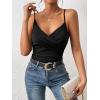 imageMakeMeChic Womens PU Faux Leather Tops Ruched V Neck Tank Top Wrap Camisole Slim Fit Casual Shirt Cami TopsBlack B