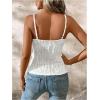 imageMakeMeChic Womens PU Faux Leather Tops Ruched V Neck Tank Top Wrap Camisole Slim Fit Casual Shirt Cami TopsWhite