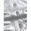 imageMakeMeChic Womens PU Leather Asymmetrical Hem Sleeveless Button Down Halter Crop TopsSilver