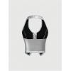 imageMakeMeChic Womens PU Leather Asymmetrical Hem Sleeveless Button Down Halter Crop TopsSilver