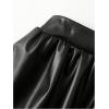 imageMakeMeChic Womens PU Leather Short Bubble Skirt Elastic Waist Ruffle Y2K Mini SkirtsBlack