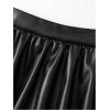 imageMakeMeChic Womens PU Leather Short Bubble Skirt Elastic Waist Ruffle Y2K Mini SkirtsBlack