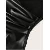 imageMakeMeChic Womens PU Leather Tank Top Mock Neck Y2k Ruched Party Sleeveless Leather TopsBlack B