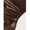 imageMakeMeChic Womens PU Leather Tank Top Mock Neck Y2k Ruched Party Sleeveless Leather TopsCoffee Brown