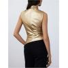 imageMakeMeChic Womens PU Leather Tank Top Mock Neck Y2k Ruched Party Sleeveless Leather TopsGold