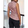 imageMakeMeChic Womens PU Leather Tank Top Mock Neck Y2k Ruched Party Sleeveless Leather TopsPink