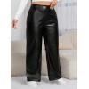 imageMakeMeChic Womens Plus Size Faux Leather High Waisted Straight Wide Leg Pants with PocketsBlack