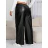 imageMakeMeChic Womens Plus Size Faux Leather High Waisted Straight Wide Leg Pants with PocketsBlack