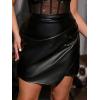 imageMakeMeChic Womens Plus Size Faux PU Leather Mini Skirt Elastic High Waisted Asymmetrical Workwear Short SkirtBlack