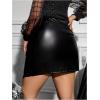 imageMakeMeChic Womens Plus Size Faux PU Leather Mini Skirt Elastic High Waisted Asymmetrical Workwear Short SkirtBlack B