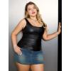 imageMakeMeChic Womens Plus Size PU Leather Tank Top Square Neck Ruched Sleeveless Y2K VestBlack