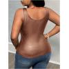 imageMakeMeChic Womens Plus Size PU Leather Tank Top Square Neck Ruched Sleeveless Y2K VestDusty Pink