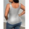 imageMakeMeChic Womens Plus Size PU Leather Tank Top Square Neck Ruched Sleeveless Y2K VestSilver