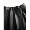 imageMakeMeChic Womens Plus Size Pleated Leather Mini Skirt High Waist A Line Skater PU Leather Short SkirtBlack