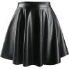 imageMakeMeChic Womens Plus Size Pleated Leather Mini Skirt High Waist A Line Skater PU Leather Short SkirtBlack