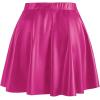 imageMakeMeChic Womens Plus Size Pleated Leather Mini Skirt High Waist A Line Skater PU Leather Short SkirtHot Pink