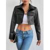 imageMakeMeChic Womens Y2K Faux Leather Jacket Zip Up Crop Top Long Sleeve Motorcycle CoatBlack