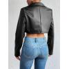 imageMakeMeChic Womens Y2K Faux Leather Jacket Zip Up Crop Top Long Sleeve Motorcycle CoatBlack