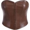 imageMakeMeChic Womens Corset Tube Tops Faux PU Leather Going Out Strapless Sleeveless Bandeau Bustier Crop TopsBrown