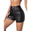 imageMakeMeChic Womens Faux Leather High Waist Stretchy Shorts Skinny Bodycon BottomBlack