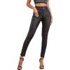 imageMakeMeChic Womens Faux Leather Skinny Pants Button Front High Waisted PU Leather Leggings PantsBlack