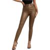 imageMakeMeChic Womens Faux Leather Skinny Pants Button Front High Waisted PU Leather Leggings PantsGinger