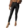 imageMakeMeChic Womens Faux PU Leather Thermal Lined High Waisted Stretch Skinny Pants LeggingsBlack