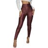 imageMakeMeChic Womens Metallic Faux Leather High Waisted Zipper Front Skinny Pants LeggingsBurgundy