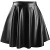 imageMakeMeChic Womens Plus Size Pleated Leather Mini Skirt High Waist A Line Skater PU Leather Short SkirtBlack