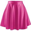 imageMakeMeChic Womens Plus Size Pleated Leather Mini Skirt High Waist A Line Skater PU Leather Short SkirtHot Pink