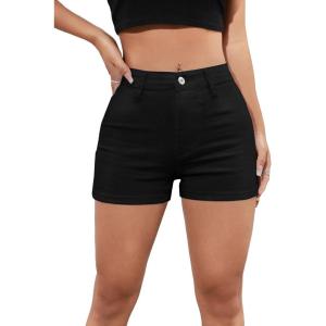 imageMakeMeChic Womens Faux Leather High Waist Stretchy Shorts Skinny Bodycon BottomBlack B