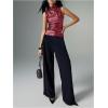 imageMakeMeChic Womens PU Leather Mock Neck Ruched Tank Top Sleeveless Slim Fit Shirt TopsBurgundy