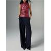 imageMakeMeChic Womens PU Leather Mock Neck Ruched Tank Top Sleeveless Slim Fit Shirt TopsBurgundy