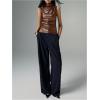 imageMakeMeChic Womens PU Leather Mock Neck Ruched Tank Top Sleeveless Slim Fit Shirt TopsChocolate Brown