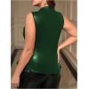 imageMakeMeChic Womens Plus Size Tank Tops PU Leather Crew Neck Sleeveless Ruched Summer Y2k TopGreen