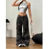 imageMakeMeChic Womens Sleeveless PU Leather Halter Tops Zipper Front Asymmetrical Hem Y2K Crop TopSilver
