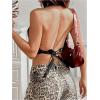 imageMakeMeChic Womens Button Front Halter Crop Tops Tie Back Fitted Vest Top Suit Vest WaistcoatBlack Leather