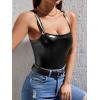imageMakeMeChic Womens Faux Leather Bodysuit Sleeveless Scoop Neck PU Bodysuit Cami Tank TopBlack