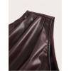 imageMakeMeChic Womens Faux Leather One Shoulder Sleeveless Y2k Tank Top Asymmetrical Ruched TopsBrown
