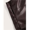 imageMakeMeChic Womens Faux Leather One Shoulder Sleeveless Y2k Tank Top Asymmetrical Ruched TopsBrown