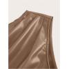 imageMakeMeChic Womens Faux Leather One Shoulder Sleeveless Y2k Tank Top Asymmetrical Ruched TopsKhaki