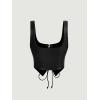 imageMakeMeChic Womens Faux Leather Top Sleeveless Lace Up PU Leather Crop Tank Top VestBlack