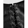 imageMakeMeChic Womens Faux Leather Top Sleeveless Lace Up PU Leather Crop Tank Top VestBlack