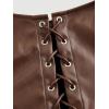 imageMakeMeChic Womens Faux Leather Top Sleeveless Lace Up PU Leather Crop Tank Top VestChocolate Brown