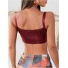imageMakeMeChic Womens Faux PU Leather Sleeveless Spaghetti Strap Crop Cami TopBurgundy